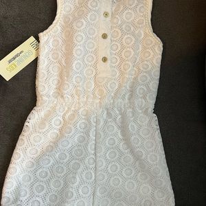 Girls white lace romper NWT